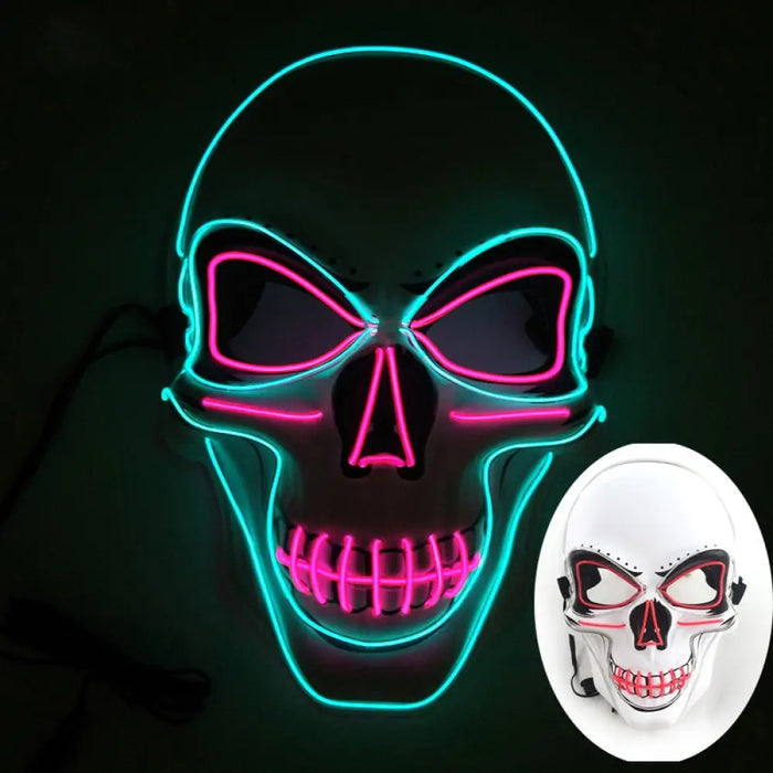 Glowing Neon Horror Skull Mask Party Decor Luminous