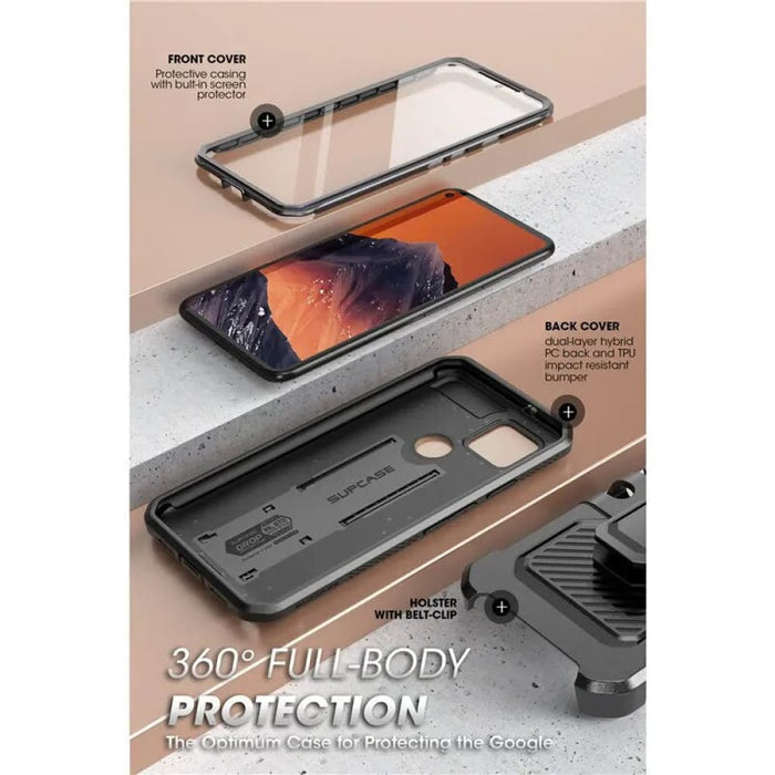 For Google Pixel 5A 5G Case (2021) Full-Body Rugged Holster Protective Cover With Built-in Screen Protector