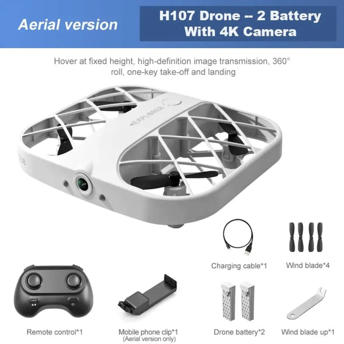 H107 Rc Mini Grid Quadcopter Drone With 4k Wifi Camera 4ch