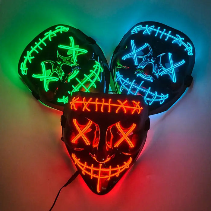 Halloween Horror Neon Party Mask Cosplay Ghost Skull Led