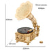 Hand Crank Classic Gramophone With Music 1:1 424pcs Wooden