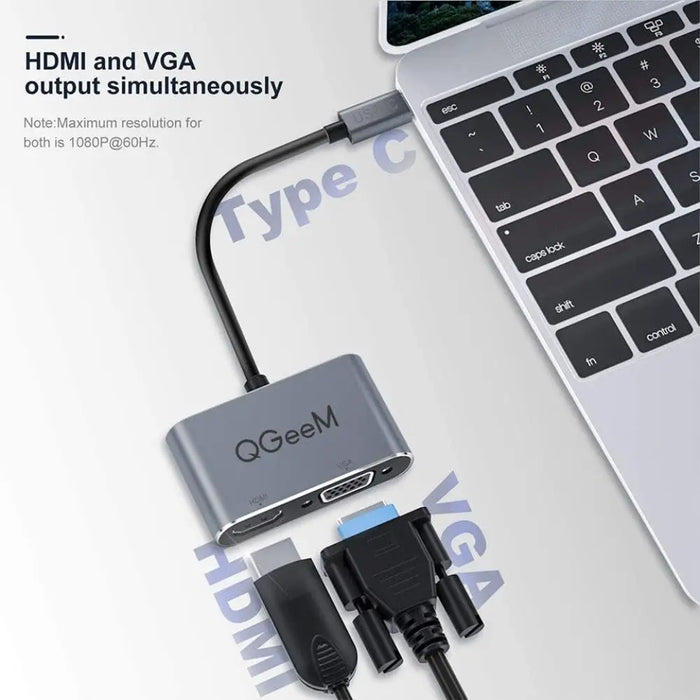 Usb c Hdmi Vga Splitter Hub Adapter Cable for Mi Notebook