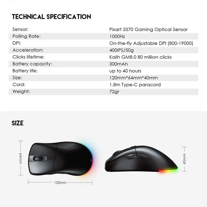 Helios Go Gaming Xd5 Mouse 19000dpi Rgb Mice Professional