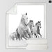 Horses Sherpa Throw Blanket3d Dusty Lightning Printed