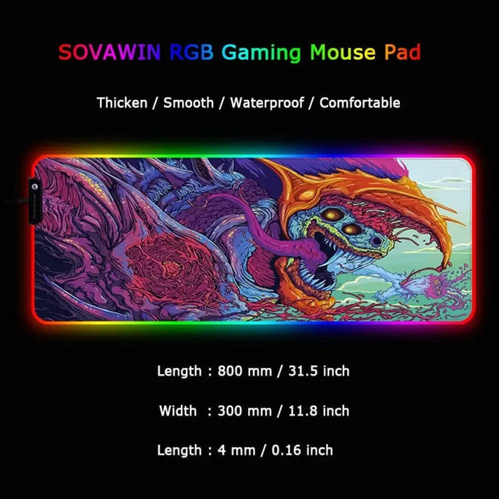 Hyper Beast Non-slip Rubber Rgb Gaming Mouse Pad For Pc