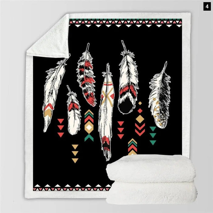 India Sherpa Fleece Blanket Axes Vintage Throw Exotic