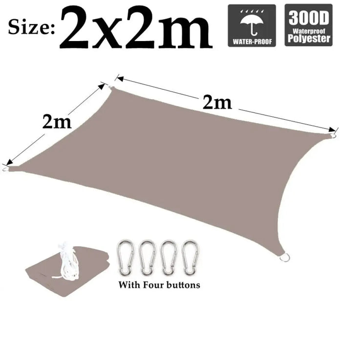 Khaki Polyester Waterproof Sun Shade Sail Balcony Garden