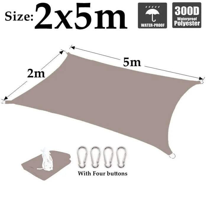 Khaki Polyester Waterproof Sun Shade Sail Balcony Garden