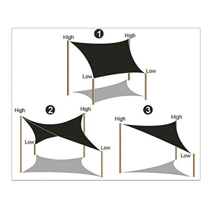 Khaki Polyester Waterproof Sun Shade Sail Balcony Garden