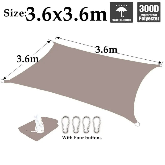 Khaki Polyester Waterproof Sun Shade Sail Balcony Garden