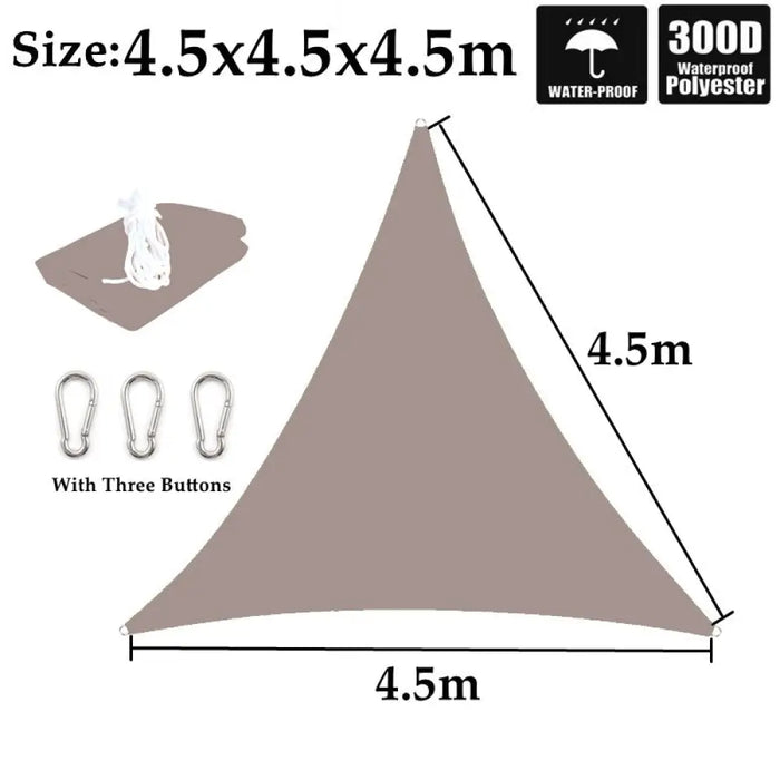 Khaki Polyester Waterproof Sun Shade Sail Balcony Garden