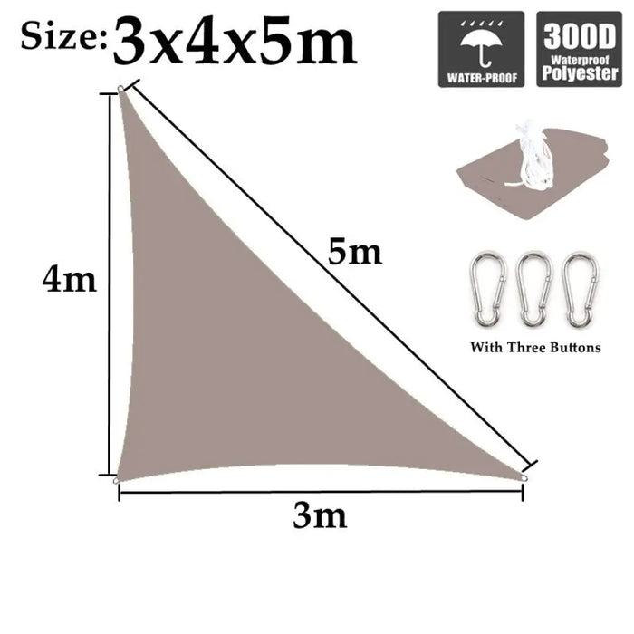 Khaki Polyester Waterproof Sun Shade Sail Balcony Garden