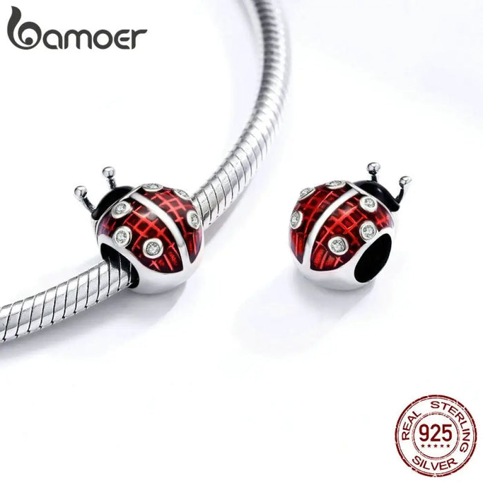 Ladybug Metal Beads For Women Jewelry Making 925 Sterling