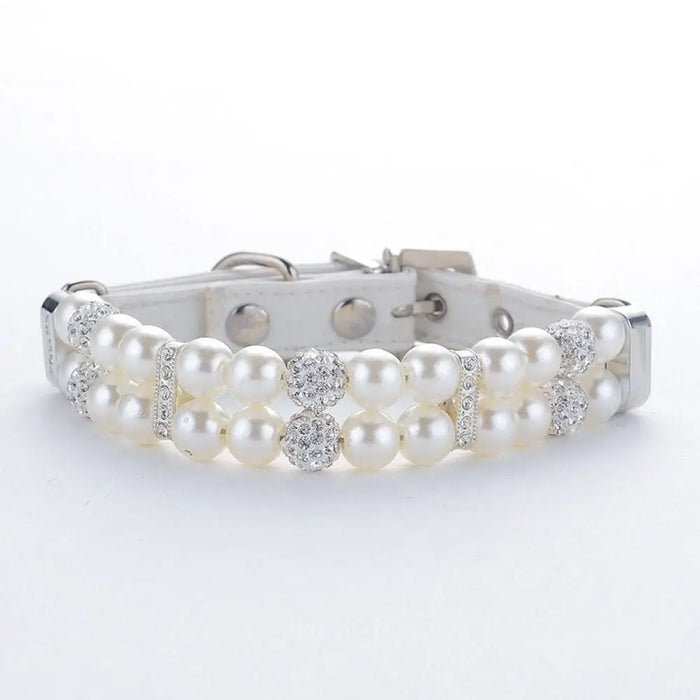 Pu Leather Adjustable Strap Pearl Collar For Dog Weddings