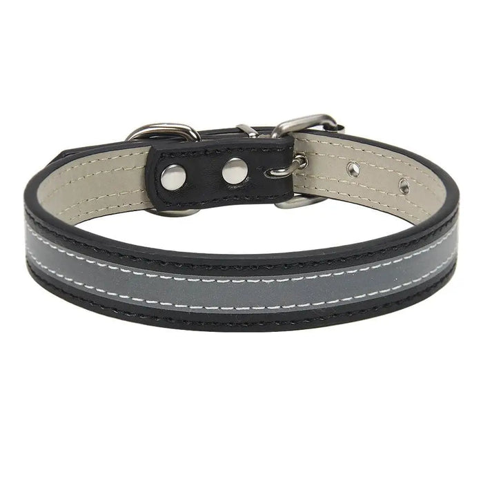 Pu Leather Durable Reflective Adjustable Pet Collars For