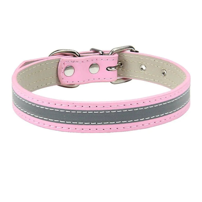 Pu Leather Durable Reflective Adjustable Pet Collars For
