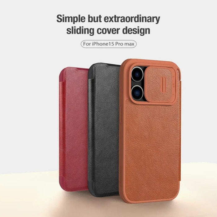 Leather Pocket Wallet Lens Protection Flip Cover for iPhone 15 /15 Pro