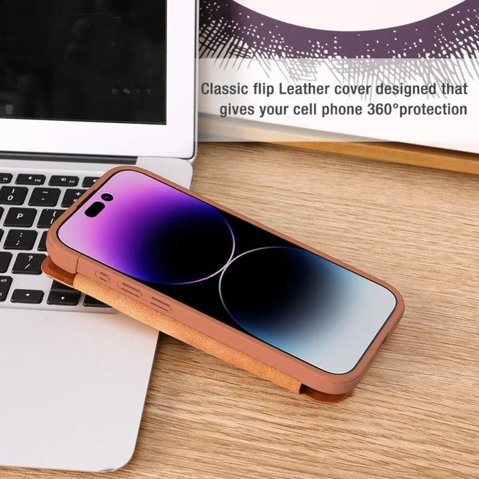 Leather Pocket Wallet Lens Protection Flip Cover for iPhone 15 /15 Pro