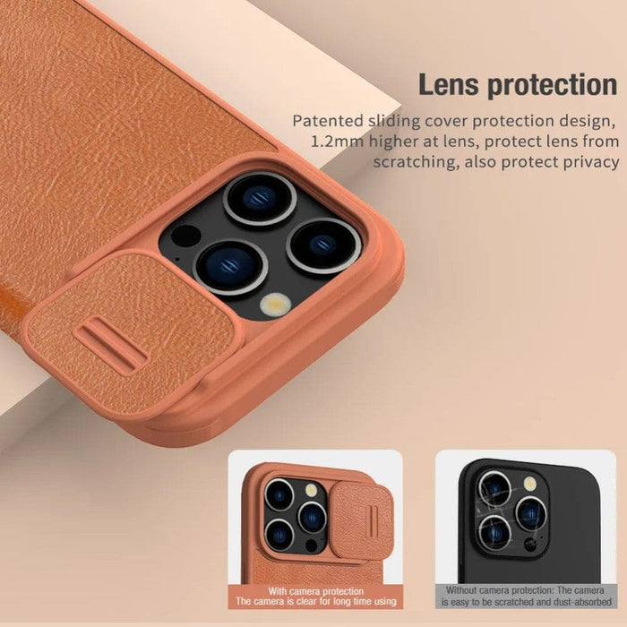 Leather Pocket Wallet Lens Protection Flip Cover for iPhone 15 /15 Pro