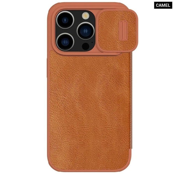 Leather Pocket Wallet Lens Protection Flip Cover for iPhone 15 /15 Pro