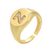 A-z Letter Gold Colour Metal Finger Rings Adjustable Opening