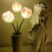 Lifelike Led Rose Tulip Flower Vase Lamp Night Light Table