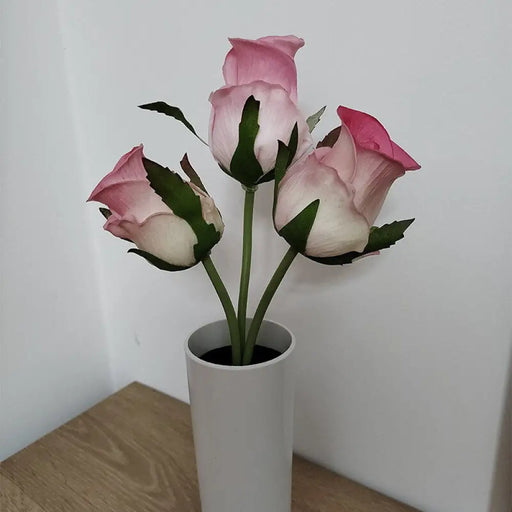 Lifelike Led Rose Tulip Flower Vase Lamp Night Light Table
