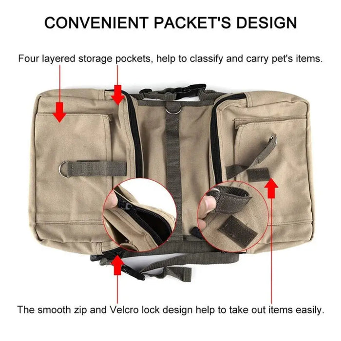 Lightweight Cotton Canvas Adjustable Pet Saddle Backpack For