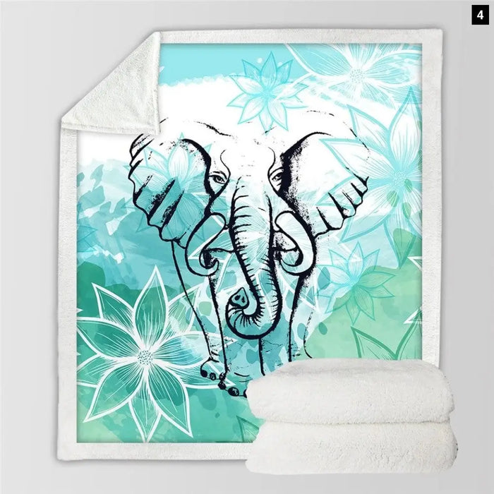 Lotus Floral Blanket Elephant Blankets For Beds Crystal