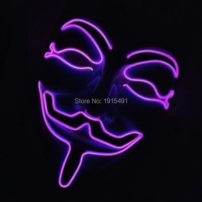 Luminous Led Neon Light Mask v For Vendetta Guy Fawkes