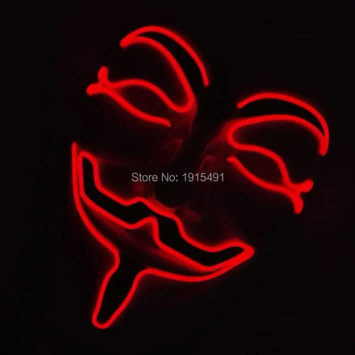 Luminous Led Neon Light Mask v For Vendetta Guy Fawkes