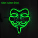 Luminous Led Neon Light Mask v For Vendetta Guy Fawkes