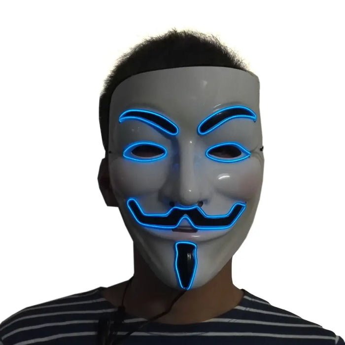 Luminous Led Neon Light Mask v For Vendetta Guy Fawkes