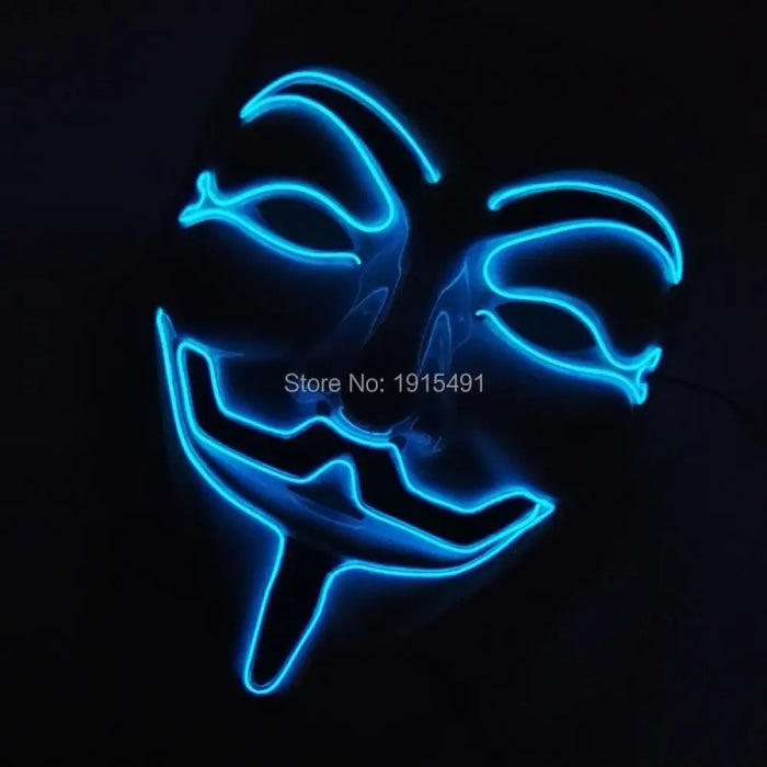 Luminous Led Neon Light Mask v For Vendetta Guy Fawkes