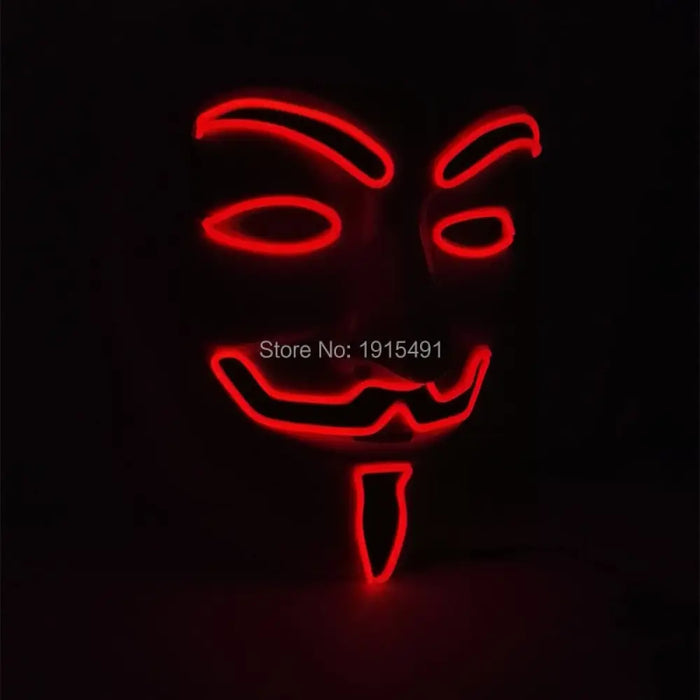 Luminous Led Neon Light Mask v For Vendetta Guy Fawkes