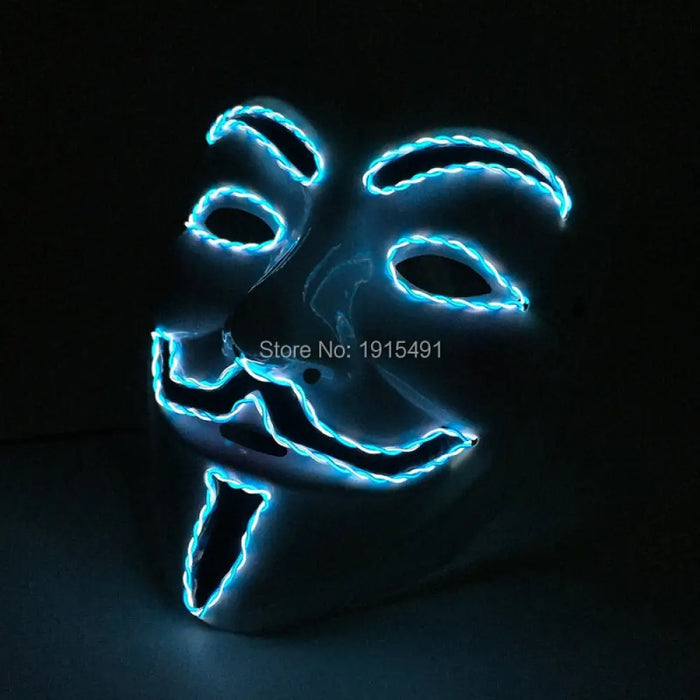 Luminous Led Neon Light Mask v For Vendetta Guy Fawkes