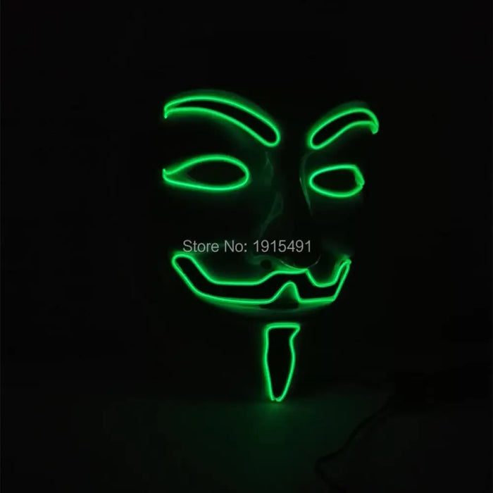 Luminous Led Neon Light Mask v For Vendetta Guy Fawkes