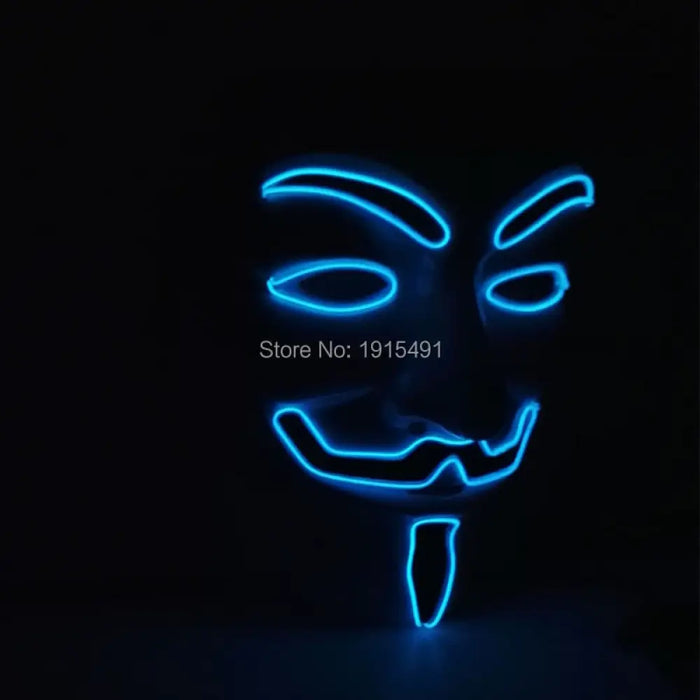 Luminous Led Neon Light Mask v For Vendetta Guy Fawkes