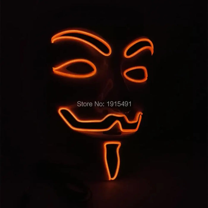 Luminous Led Neon Light Mask v For Vendetta Guy Fawkes