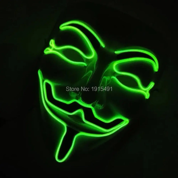 Luminous Led Neon Light Mask v For Vendetta Guy Fawkes