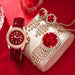 Luxury Fashion Women Watch Set Leather Band Ladies Quartz