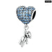 Luxury Silver Rainbow Heart Blue Crystal Balloon Bear Charm