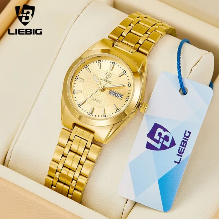 Luxury Stainless Steel Waterproof Quartz Wristwatch Women Mens Casual Week Date Watches Ladies Clock