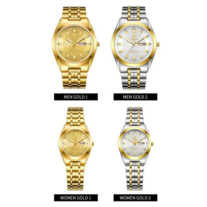 Luxury Stainless Steel Waterproof Quartz Wristwatch Women Mens Casual Week Date Watches Ladies Clock