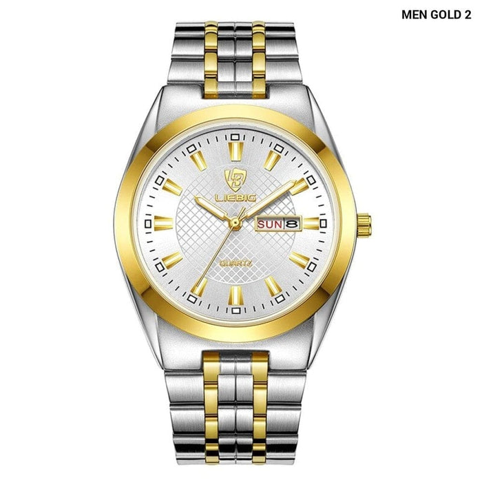 Luxury Stainless Steel Waterproof Quartz Wristwatch Women Mens Casual Week Date Watches Ladies Clock