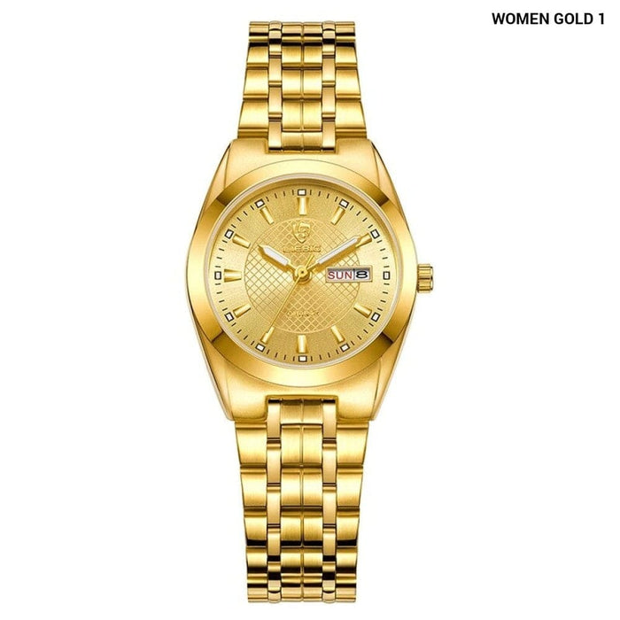 Luxury Stainless Steel Waterproof Quartz Wristwatch Women Mens Casual Week Date Watches Ladies Clock