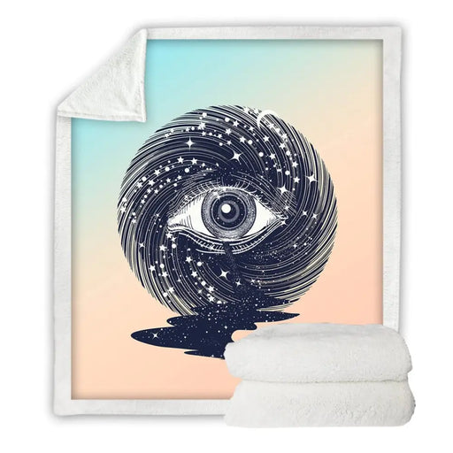 Magic Eye Sherpa Throw Blanket Galaxy Stars Bedspread Starry