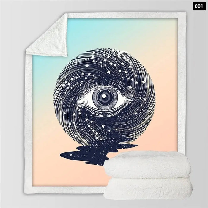 Magic Eye Sherpa Throw Blanket Galaxy Stars Bedspread Starry