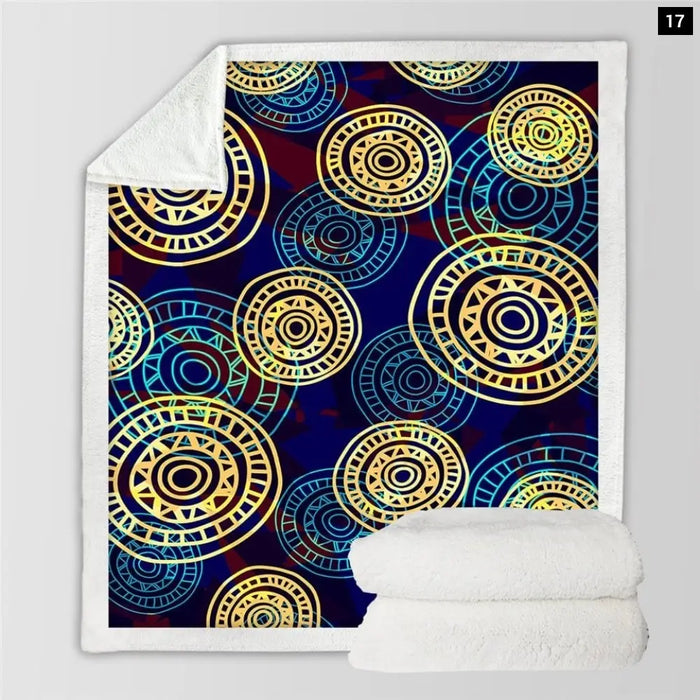 Mandala Sherpa Fleece Blanket Yellow Orange Soft Blankets