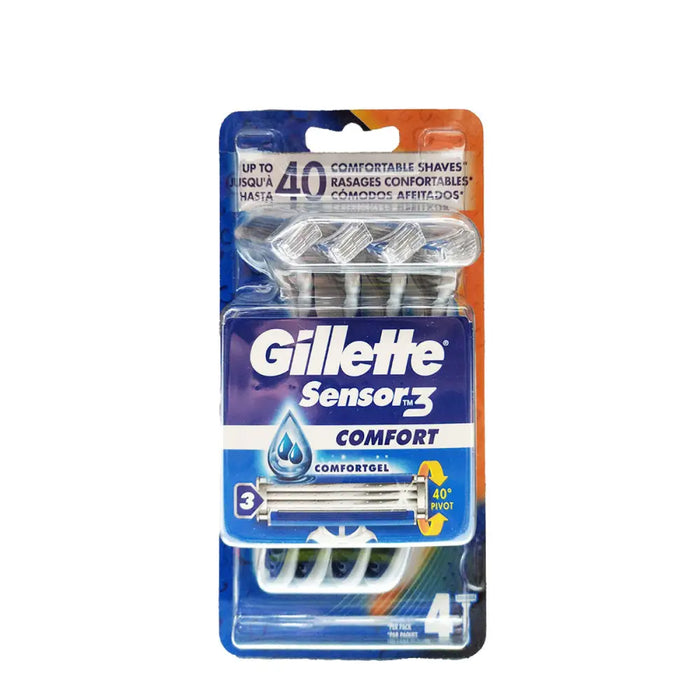 Manual Shaving Razor Gillette Sensor 3 Confort 4 Units